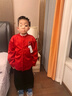 京東快遞男童加絨套裝秋冬款兒童加厚襯衫寶寶拜年服冬季男孩漢服 紅色 140 cm 曬單實(shí)拍圖