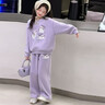 童話(huà)酷酷（TONGHUAKUKU）女童貓咪刺繡衛衣套裝2026春季新款韓系運動(dòng)風(fēng)中大童超好看兩件套 香芋紫 150 曬單實(shí)拍圖