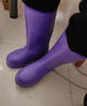 長(cháng)筒冬季泡沫加絨雨鞋女加厚保暖棉水鞋防滑雨靴廚房水產(chǎn)防水鞋 997款紫色（高幫-加絨） 38/39 曬單實(shí)拍圖