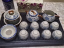 Sonwibumn景德鎮陶瓷青花汝窯功夫茶具套裝高端新款家用辦公泡茶壺 觀(guān)云茶盤(pán) 43x26cm+米黃繁花 12頭 曬單實(shí)拍圖