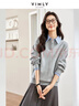 梵希蔓襯衫領(lǐng)拼接假兩件衛衣女秋學(xué)院風(fēng)寬松長(cháng)袖上衣外套 花灰色   M    曬單實(shí)拍圖