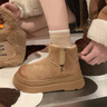 啄木鳥(niǎo)復古雪地靴女款2025新款冬季防滑加絨保暖短靴子厚底加絨東北棉鞋 駝色 38 (240mm) 曬單實(shí)拍圖