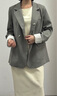 對白（DUIBAI）設計感腰帶寬松西裝外套女2026春季新款休閑通勤廓形氣質(zhì)西服 高級灰 S 曬單實(shí)拍圖