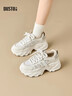 dusto大東老爹鞋女春秋季新款百搭厚底休閑運動(dòng)鞋女鞋 米卡其 37 曬單實(shí)拍圖