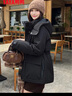 鴨鴨羽絨服女中長(cháng)款2025冬季新款戶(hù)外防寒派克工裝厚外套XB 黑色 L (165/88A) 曬單實(shí)拍圖