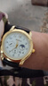 WOKAI正品多功能手表商務(wù)男士佩戴數字時(shí)尚潮款高檔帶日歷石英表 棕色表帶-金殼白面 曬單實(shí)拍圖
