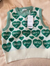 DZZIT地素針織提花背心春秋少女元氣百搭潮流小眾女 綠色 S 曬單實(shí)拍圖