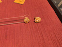 老鋪黃金古法手工足金耳飾 · 十字金剛杵（2號）鉆飾耳釘 一對重約5.0g（含膠墊） 曬單實(shí)拍圖