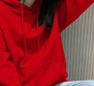 真維斯（Jeanswest）簡(jiǎn)約百搭純色連帽衛衣女冬季2026馬年本命年衣服加絨加厚紅色上衣 曬單實(shí)拍圖