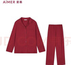 愛(ài)慕（Aimer）【牛奶系】紅色本命年家居女含蛋白柔潤牛奶生活翻領(lǐng)長(cháng)袖分身套裝 朱櫻紅JF0 M 165 曬單實(shí)拍圖