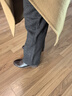 人字紋羊毛呢直筒褲女2025秋冬新款顯瘦中老年媽媽褲子保暖長(cháng)褲子 黑灰色 M 曬單實(shí)拍圖