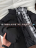 燦圖黑色格子拼接羽絨棉服男秋冬季美式cleanfit棉衣保暖立領(lǐng)外套棉襖 黑色 XL 建議130斤到150斤 曬單實(shí)拍圖
