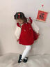 FIDQIOG國際品牌女寶寶禮服嬰兒生日宴公主裙中式抓 紅色(裝裙+加絨灰色打底褲) 加絨 100 cm 25-30斤 曬單實(shí)拍圖