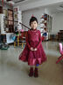 真維斯童裝女童秋冬款連衣裙兒童紅色新年款毛衣裙女大童冬季裙子圍巾 珍珠背心套裙 120 曬單實(shí)拍圖