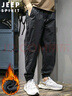 JEEP SPIRIT吉普休閑褲男秋冬季潮流工裝褲子哈倫沖鋒束腳褲 黑色加絨 XL 曬單實(shí)拍圖