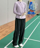 徽格兒（phigeer）春秋季羽毛球服運動(dòng)套裝女寬松顯瘦闊腿褲網(wǎng)球服長(cháng)袖戶(hù)外跑步服 粉紫兩件套（黑褲） M 曬單實(shí)拍圖