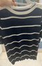 她享針織T恤女條紋撞色薄款上衣休閑百搭女士短袖t恤衫T141Z3852 曬單實(shí)拍圖