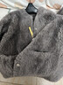 ELLE灰色綿羊毛休閑毛絨短外套女2025冬季新款羊羔毛設計感上衣 中灰 M 曬單實(shí)拍圖