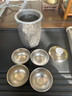 JRINKTEEA日本品牌內外純鈦旅游茶具防燙手鈦茶壺茶水分離功夫茶杯套裝蓋碗 Riko純鈦茶具隕花銀套裝 一壺4杯 （真空防燙） 曬單實(shí)拍圖