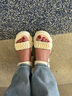 百麗厚底休閑涼鞋女商場(chǎng)褶皺一字帶涼鞋B3X1DBL4 米色 36 曬單實(shí)拍圖