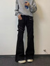 迪伽達 美式高街綁帶牛仔褲男士寬松秋冬季新款顯瘦休閑直筒闊腿褲子男  XHJFS-A546黑色 XL 曬單實(shí)拍圖