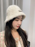 CHANEELR & KARITH帽子女2025新款冬季漁夫帽兔毛水桶盆帽生日新年禮物送女友老婆 奶白色 均碼 均碼可調節 曬單實(shí)拍圖