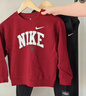 NIKE3BRAND 耐克兒童加絨紅色拜年服套裝撞色logo男女童2件套 曬單實(shí)拍圖