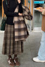 妙奕嘉毛呢半身裙棕色裙子春季中長(cháng)款百褶裙春秋新款高級感氣質(zhì)小個(gè)子 復古格子百褶長(cháng)裙【卡其色】 M 【建議96-110斤】 曬單實(shí)拍圖