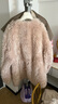 付智恩桃桃烏龍 托斯卡納皮毛一體外套女減齡羊羔毛皮草大衣冬季 霧霾粉 M 曬單實(shí)拍圖