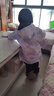 備美兒童罩衣防風(fēng)防水防臟羽絨服護外穿畫(huà)畫(huà)圍裙女寶寶中大男小孩冬季 紫色小萌兔 連帽款【加絨內里+拉鏈門(mén)襟】 120 （適合身高105-115） 曬單實(shí)拍圖