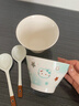 薄巧Kitty小貓卡通餐具ins飯碗家用釉下彩陶瓷甜品碗高顏值 【薄巧Kitty】2碗2勺 曬單實(shí)拍圖