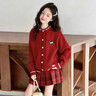 moonkids童裝女童新年衣服大紅色毛衣褲裙兩件套兒童冬季過(guò)年套裝 19805紅色毛衣 110 cm 曬單實(shí)拍圖