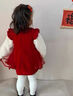 FIDQIOG國際品牌女寶寶禮服嬰兒生日宴公主裙中式抓 紅色(裝裙+加絨灰色打底褲) 加絨 100 cm 25-30斤 曬單實(shí)拍圖