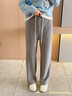 英氏（YEEHOO）英氏秋冬孕婦褲內里磨毛收腿直筒兩穿運動(dòng)褲腰圍可調節全孕期可穿 灰色【加絨款 -5°C-10°C】 M【建議體重90-110斤】 曬單實(shí)拍圖