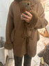 UNIFREE可可布朗尼連帽羊毛大衣復古英倫風(fēng)毛邊拼接外套 咖色 S 曬單實(shí)拍圖