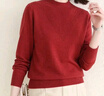 恒源祥純色半高領(lǐng)羊毛衫女秋冬新款幾何絞花燙鉆針織衫媽媽裝上衣毛衣 朱砂紅 L /170/92A 曬單實(shí)拍圖