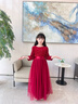 衣諾坊女童晚禮服公主裙酒紅長(cháng)裙主持人兒童小女孩鋼琴演奏演出服 140 曬單實(shí)拍圖