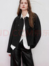 ELLE黑色釘鉆高級感小香風(fēng)短外套女2025秋季新款時(shí)髦通勤休閑上衣 黑色 M 曬單實(shí)拍圖