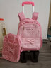 芭菲尼兒童拉桿書(shū)包6-12周歲女孩公主學(xué)生書(shū)包雙肩包女童1-6年級拖拉包 粉色（書(shū)包+手提袋） 高腳六輪-可爬樓梯輪子不閃光 曬單實(shí)拍圖