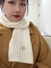 啄木鳥(niǎo)羊毛混紡麻花針織短款圍巾女秋冬韓版加厚保暖百搭學(xué)生護頸圍脖 白色 曬單實(shí)拍圖