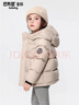 巴布豆（BOBDOG）金標短款兒童羽絨服男女中小童2025冬季新款防風(fēng)加厚A類(lèi)95絨外套 黑色 【防風(fēng)門(mén)襟款】 130 推薦【身高110-120cm】 曬單實(shí)拍圖