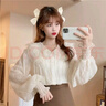 示牧秋冬裝上衣新款韓版超仙氣質(zhì)雪紡襯衫女設計感小眾洋氣顯瘦襯 白色 均碼 建議90-120斤 曬單實(shí)拍圖