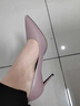 程美美名媛高跟鞋設計感小眾紫色軟皮尖頭單鞋女細跟氣質(zhì)2026年新款春季 粉紫色羊紋單鞋 10cm 37 曬單實(shí)拍圖