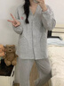 ORZUV品牌睡衣女士加厚純棉長(cháng)袖開(kāi)衫新款秋冬季空氣棉薄款夾棉家居服 奶灰 L 曬單實(shí)拍圖