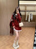 歐迪惠（Oudihui）2025年新款紅色毛衣連衣裙秋冬女裝新年戰袍套裝針織裙子女兩件套 紅色 S 曬單實(shí)拍圖