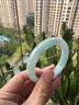 緬甸翡翠手鐲冰種陽(yáng)綠手鐲淺綠飄花正品玉鐲旺夫高檔玉石玉手鐲子 54圈口 曬單實(shí)拍圖