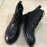 川左川右（CuzooCuyoo）皮鞋男輕奢新品頭層牛皮短靴馬丁靴男高幫系帶靴布洛克雕花英倫鞋 黑色皮里 40 皮鞋碼 曬單實(shí)拍圖