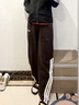 阿迪達斯（adidas）運動(dòng)褲女寬松闊腿棉質(zhì)休閑舒適百搭毛圈布香蕉褲 深棕 S 曬單實(shí)拍圖