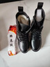 啄木鳥(niǎo)全牛皮真皮馬丁靴女秋冬季新款中跟新款羊毛棉靴加絨短靴加厚單靴 黑色羊毛內里 全牛皮 （送運費險） 38 (標準尺碼） 曬單實(shí)拍圖