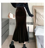 啄木鳥(niǎo)春秋金絲絨半身裙女加絨秋冬新款高腰顯瘦a字包臀裙長(cháng)裙魚(yú)尾裙 黑色絲絨魚(yú)尾裙【加絨款】 L 建議100-115斤 曬單實(shí)拍圖